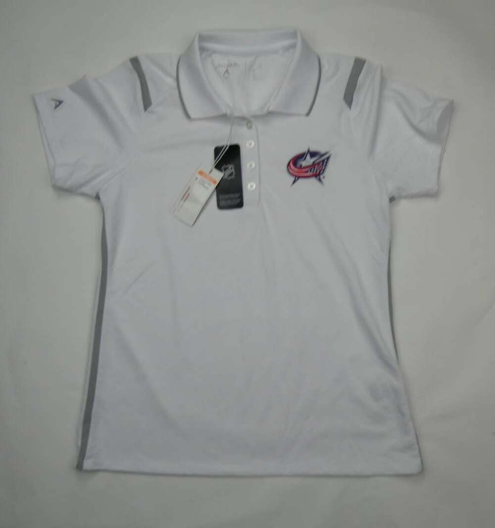 NEW Columbus Blue Jackets Antigua Women's Merit Pique Polo - White, MEDIUM